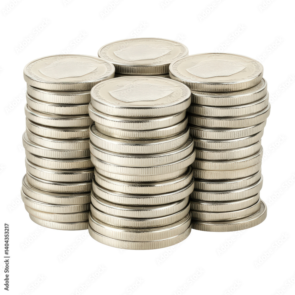 Poster stacked coins representing wealth and financial prosperity in a symbolic display of currency and eco