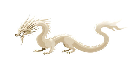 White Pixel Dragon Illustration Against a Transparent Background
