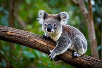 Fototapeta premium there is a koala sitting on a branch in the forest