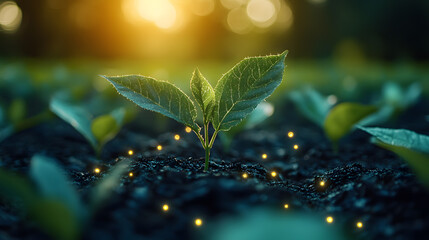 green leaves in the rain, bokeh background