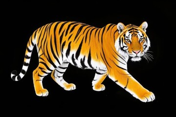Obraz premium painting of a tiger walking on a black background