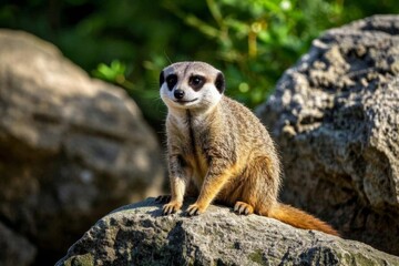 Fototapeta premium there is a small animal that is sitting on a rock