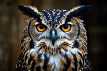 Obraz premium there is a close up of a owl with orange eyes
