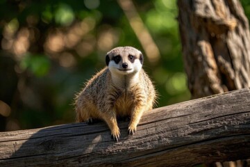 Fototapeta premium there is a small animal that is sitting on a log