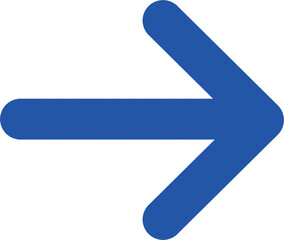 シンプルな青の矢印　右向き　主線なし