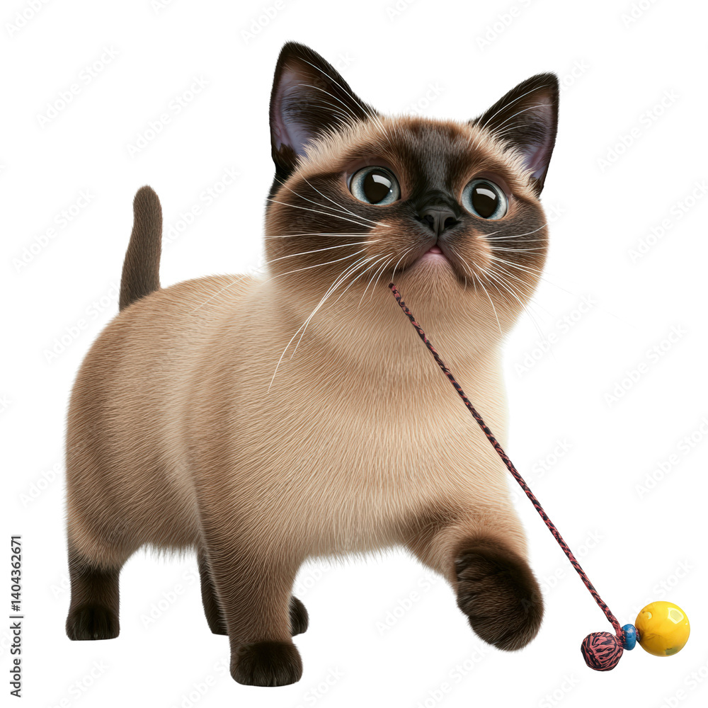 Poster playful cat engaged in a fun activity with a colorful ball capturing the joy and whimsy of pet playt