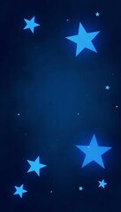 Dark blue background with glowing blue stars scattered, night sky, background