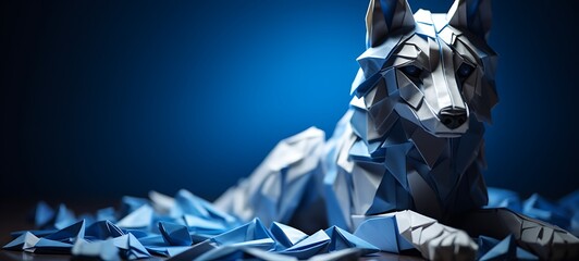 photo of the origami figure wolf, ai generative