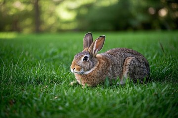 Fototapeta premium there is a rabbit that is sitting in the grass