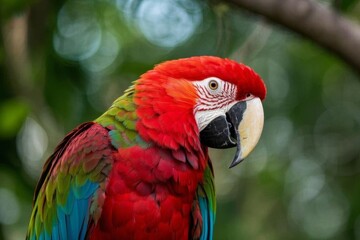 Obraz premium araffe parrot sitting on a branch with a blurry background