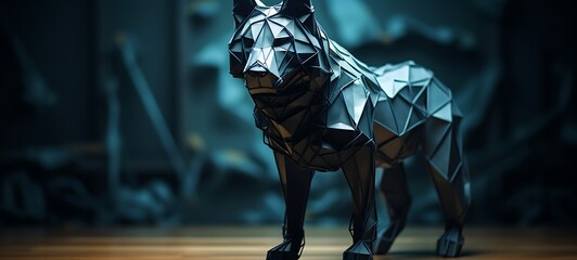photo of the origami figure wolf, ai generative