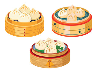 vector illustration of a chinese food Xiao Long Bao (Soup Dumplings)