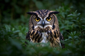 Obraz premium there is a owl that is sitting in the grass looking at the camera