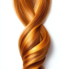 Beauty girl with long and shiny wavy Hair ,coloring and toning A stunning close-up of beautifully twisted amber hair, showcasing its rich color and texture. Perfect for beauty and hair care themes.