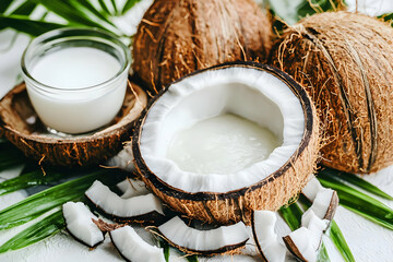 Fresh Coconut Milk and Tropical Fruit Delight