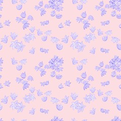 Vintage Chive blossoms Seamless Floral Pattern Pink background