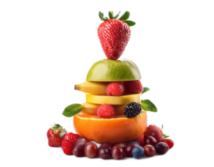 Fruit Tower Balancing Act on White