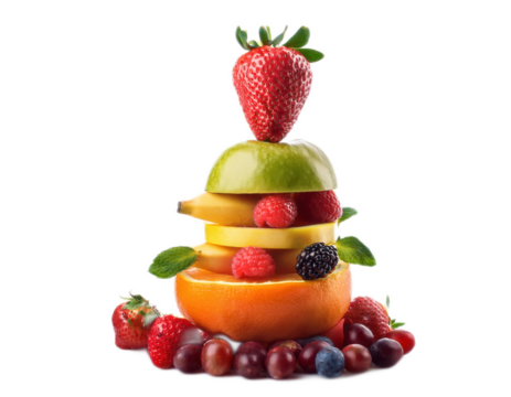 Fruit Tower Balancing Act on White