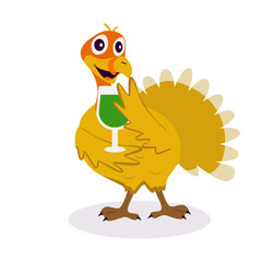 Illustration of Happy Thanksgiving Turkey. Vector Cartoon Character.