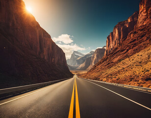 Road to Success. Illustration background for presentation and wallpaper. the road between the mountains.