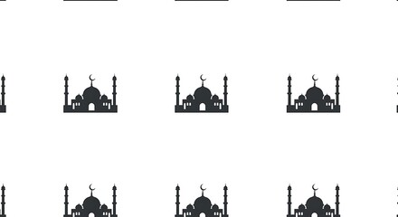 Obraz premium Elegant symmetrical islamic mosque pattern with crescent moon silhouette art