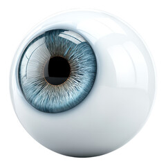 Highly detailed 3D cartoon eyeball with blue iris, perfect for eye anatomy, vision care, and medical education visuals.