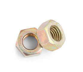 Metal nuts isolated on white background