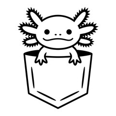 Axolotl in Pocket Line Art Illustration