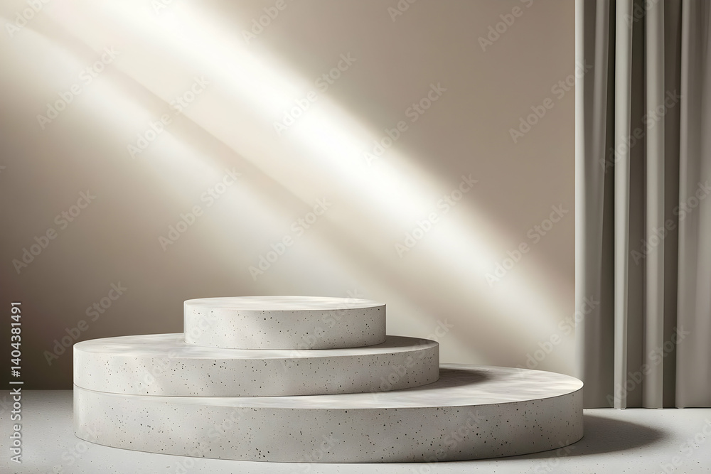 Poster minimalist concrete display platform with light and shadow