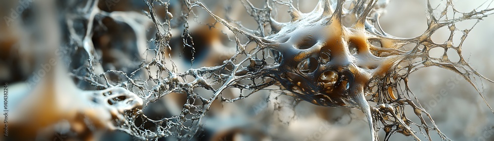 Poster A detailed close-up image showcasing intricate neural connections. This representation highlights the complexity of the brain's structure and functionality at a microscopic level.