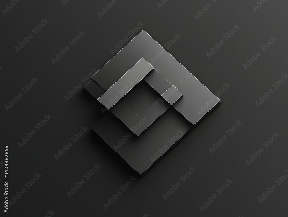 Poster a modern abstract design featuring layered geometric shapes in a monochromatic color palette
