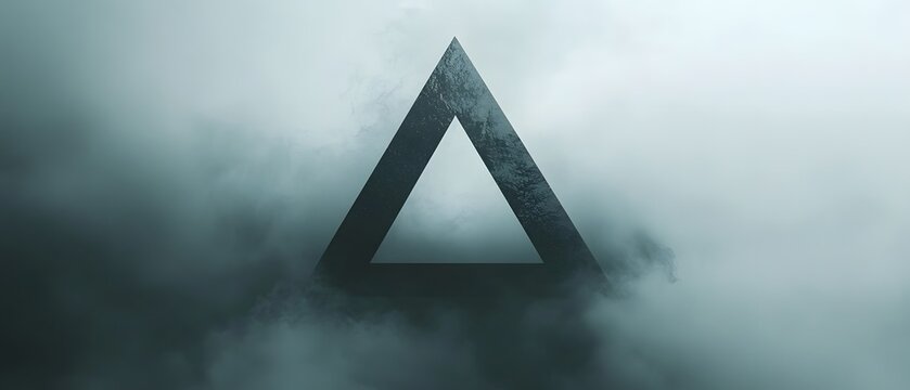 A mysterious and abstract representation of a triangle emerging from a foggy background, conveying themes of modernity and intrigue