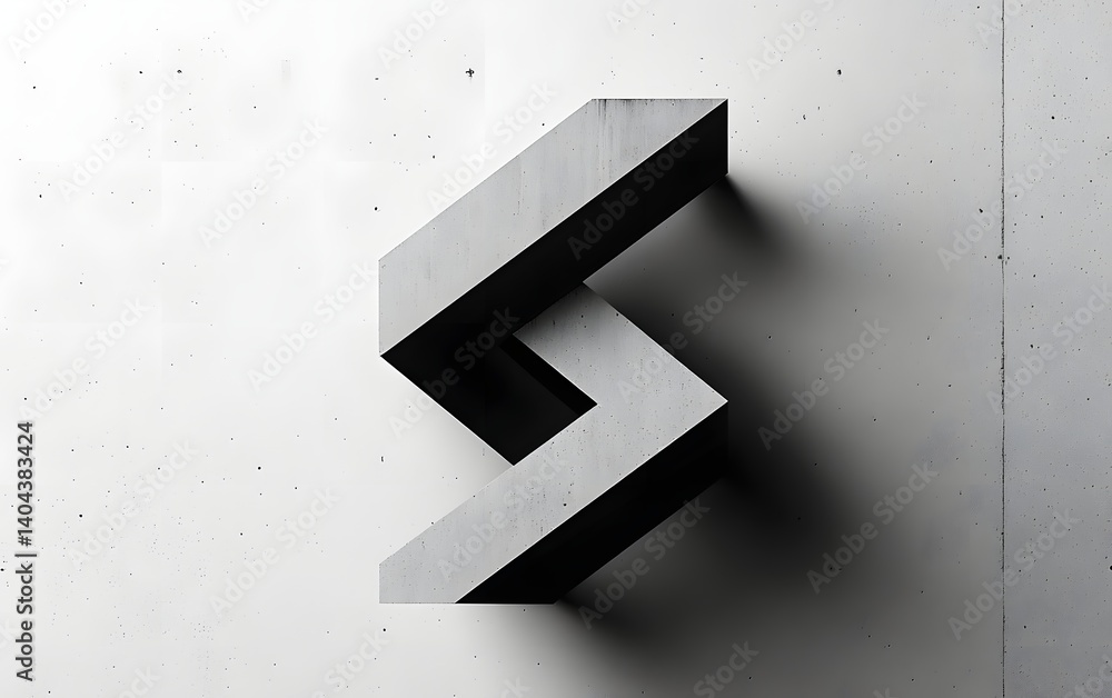 Poster a striking minimalist design featuring a three-dimensional gray shape against a smooth concrete back