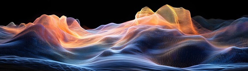 Fototapeta premium A vibrant abstract landscape showcasing flowing waves in a harmonious blend of colors, evoking a sense of tranquility and creativity