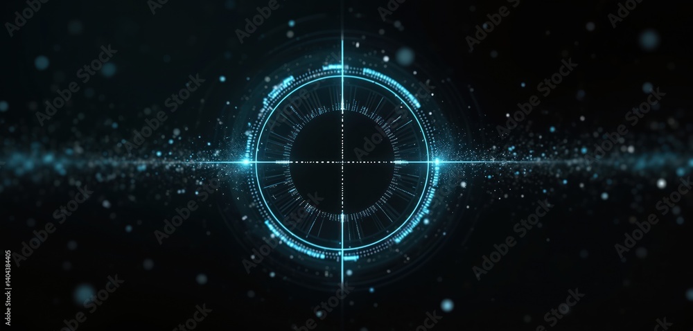 Poster futuristic hud user interface sci-fi element. digital radar target scan element on black background.