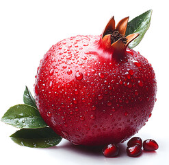Vibrant Pomegranate Fruit with Water Drops and Seeds