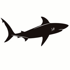 Obraz premium Simple Black Shark Silhouette Vector Illustration For Graphic Design Templates