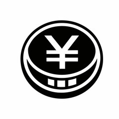 Obraz premium Black Yen Coin Vector Illustration Japanese Currency Symbol Design Icon