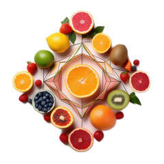 Geometric Fruit Composition on White