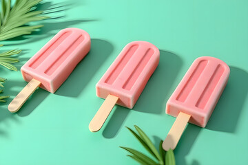 Watermelon ice cream on a green background