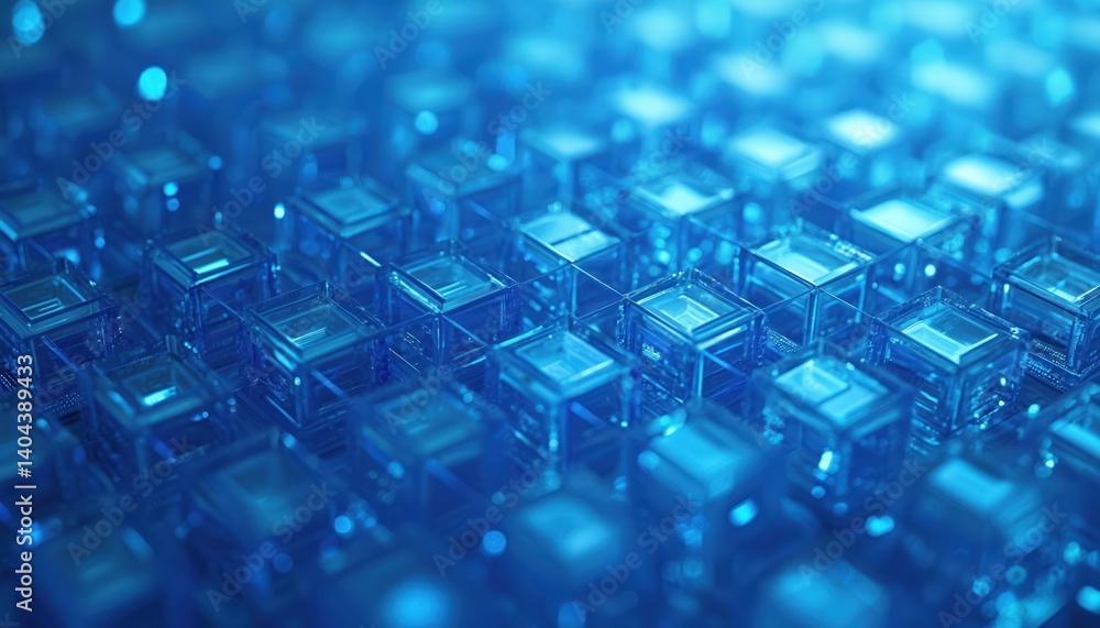 Poster Abstract blue square background with lines pattern. Decorative design with many rectangles. Futuristic style with geometric shapes for modern tech concepts and digital designs.