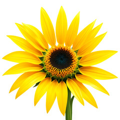 Obraz premium Sunflower Blossom Close-Up on Yellow Background: Golden Petals and Dark Center