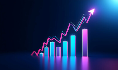 Abstract Glowing Graph Illustration with Connecting Lines and Arrow