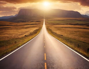 Fototapeta premium Road to Success. Illustration background for presentation and wallpaper. a road in the desert.