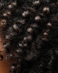 A close-up of tightly coiled curls, highlighting moisture and texture