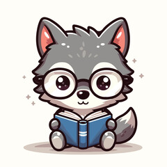 cute animal  reading book cartoon  vector