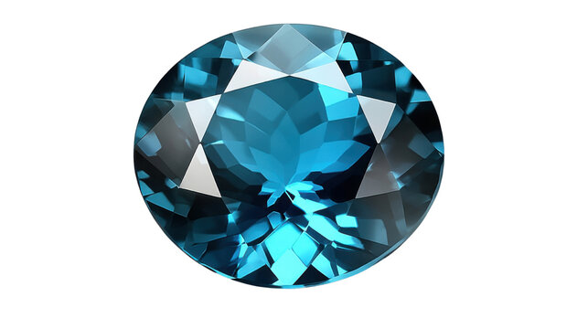 brilliant blue Zircon with exquisite cut on white background
