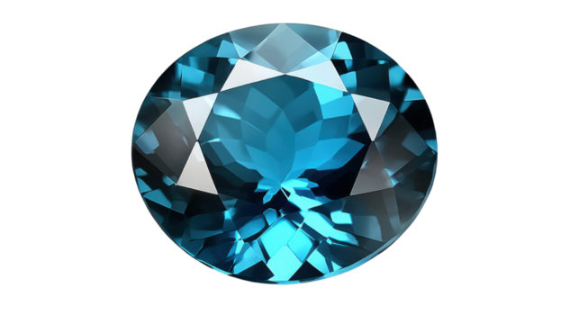brilliant blue Zircon with exquisite cut on white background