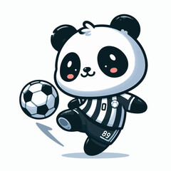 cute panda soccer design cartoon mascot vector