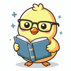 cute animal reading book  cartoon mascot vector